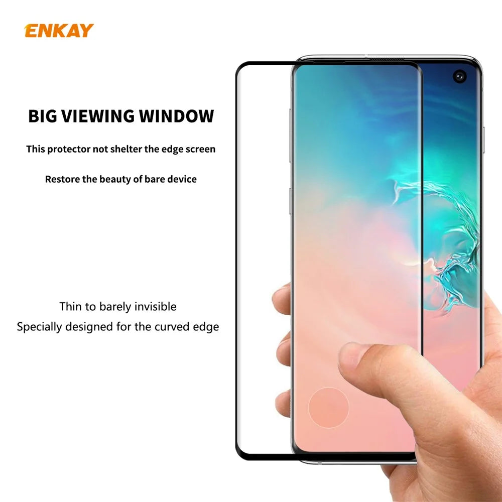 ENKAY 0.26mm 9H 3D Curved Full Glue Tempered Glass Full Screen Film for Samsung Galaxy S10 - 4
