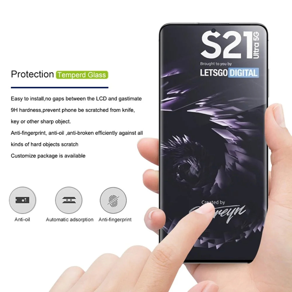 MOCOLO 3D Curved UV Tempered Glass Film for Samsung Galaxy S21 Ultra 5G, Full Cover Full Glue HD Clear Screen Protector Touch Responsive Case Friendly - 2
