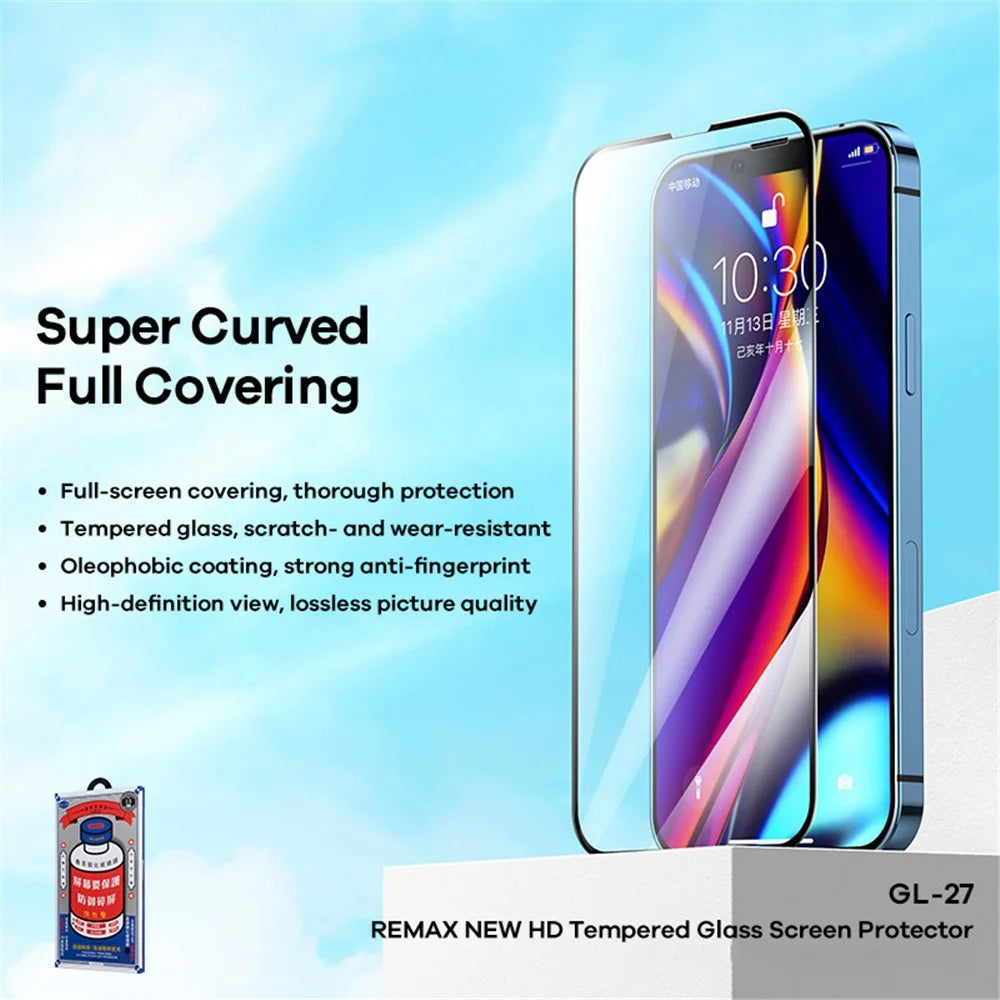 REMAX Wear-Resistant Anti-Explosion Full Glue Full Screen Coverage Curved Tempered Glass Screen Protector for iPhone 13 mini 5.4 inch - 2