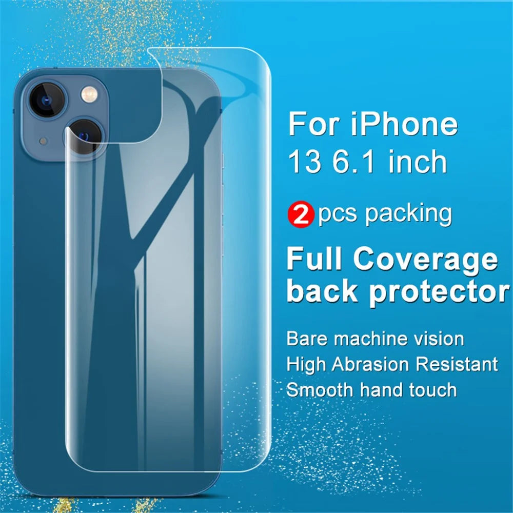 For iPhone 13 / 13 Pro / 14 IMAK 2Pcs / Set HD Transparent Hydrogel Protective Film III Full Coverage Soft TPU Back Protector - 3