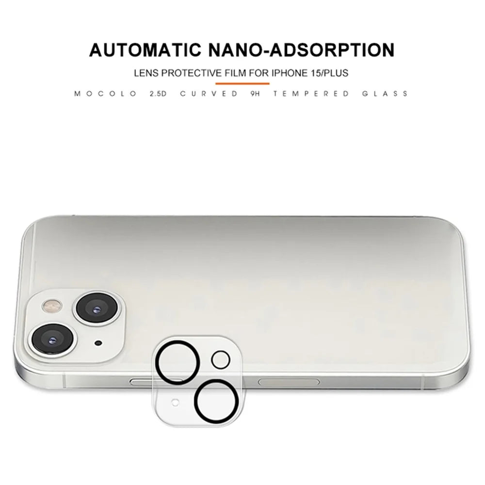 MOCOLO For iPhone 15 / 15 Plus Silk Printing Camera Lens Film Tempered Glass Lens Protector with Night Circle - 4