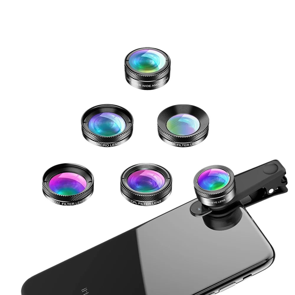 APEXEL APL-DG6 HD Multi-function Wide Angle / Star Filter / Macro / Fisheye / ND Filter / CPL Filter 6-in-1 Lens Kit - 7
