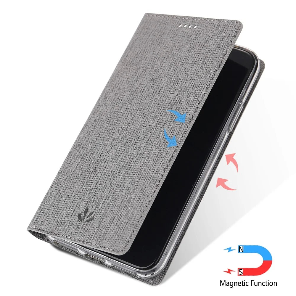 VILI DMX Cross Texture Stand Leather Card Holder Phone Cover for OnePlus 7T - Grey - 4