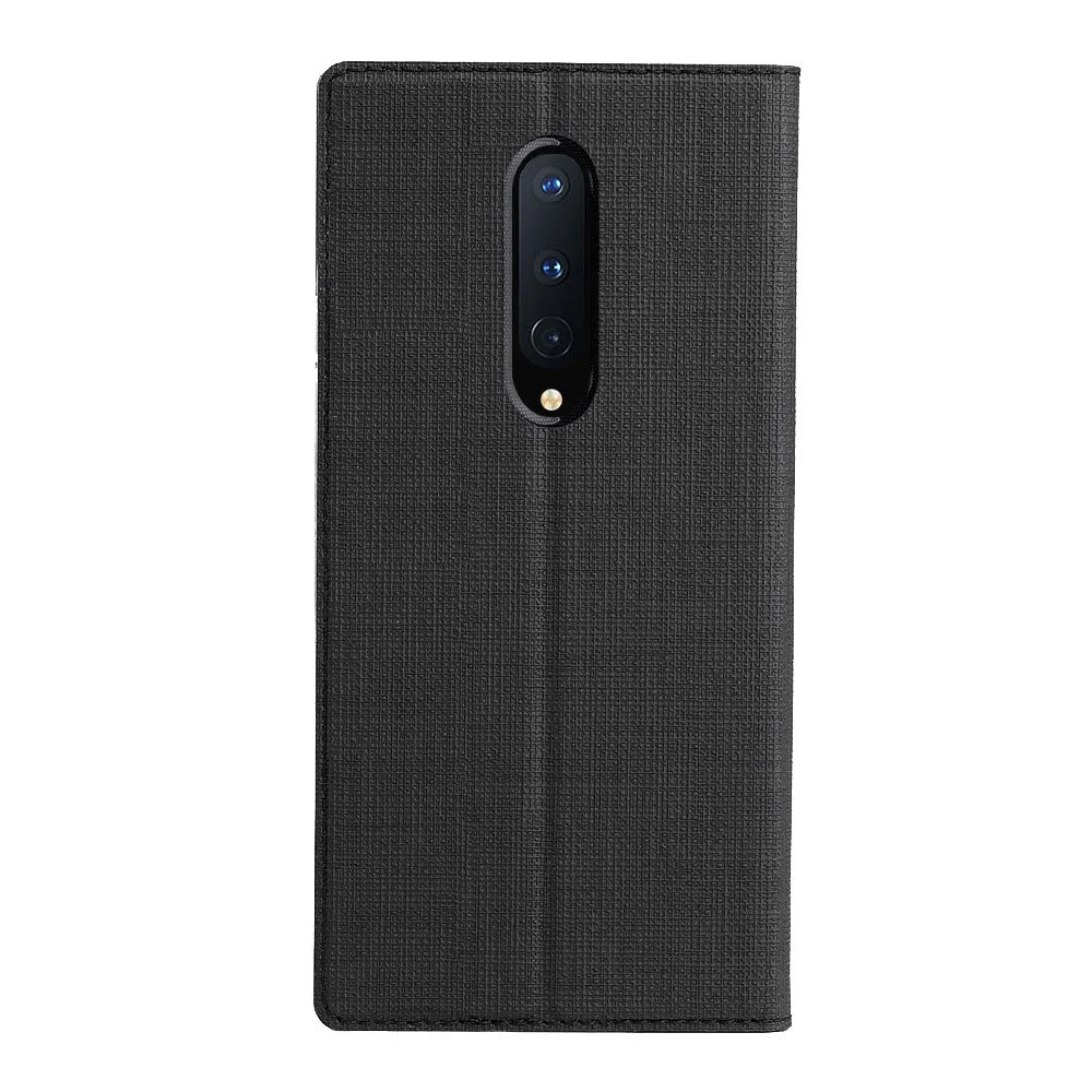 VILI DMX Cross Texture Leather Stand Case for OnePlus 8 - Black - 4