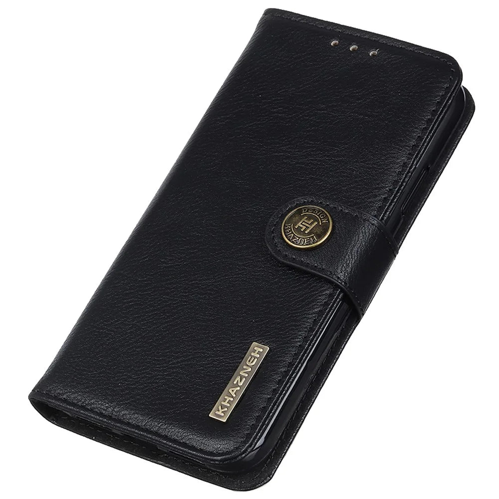 KHAZNEH Leather Wallet Stand Phone Shell Case for OnePlus Nord 2 5G Cell Phone Accessory - Black - 6