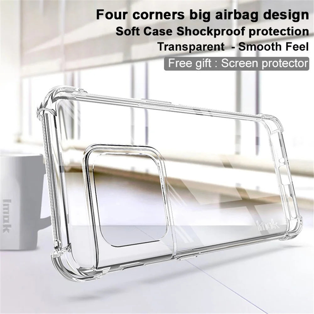 IMAK for OnePlus 10 Pro 5G Anti-drop Anti-scratch Enhanced Four Corners Soft TPU Cell Phone Case with Screen Protector - Transparent - 3