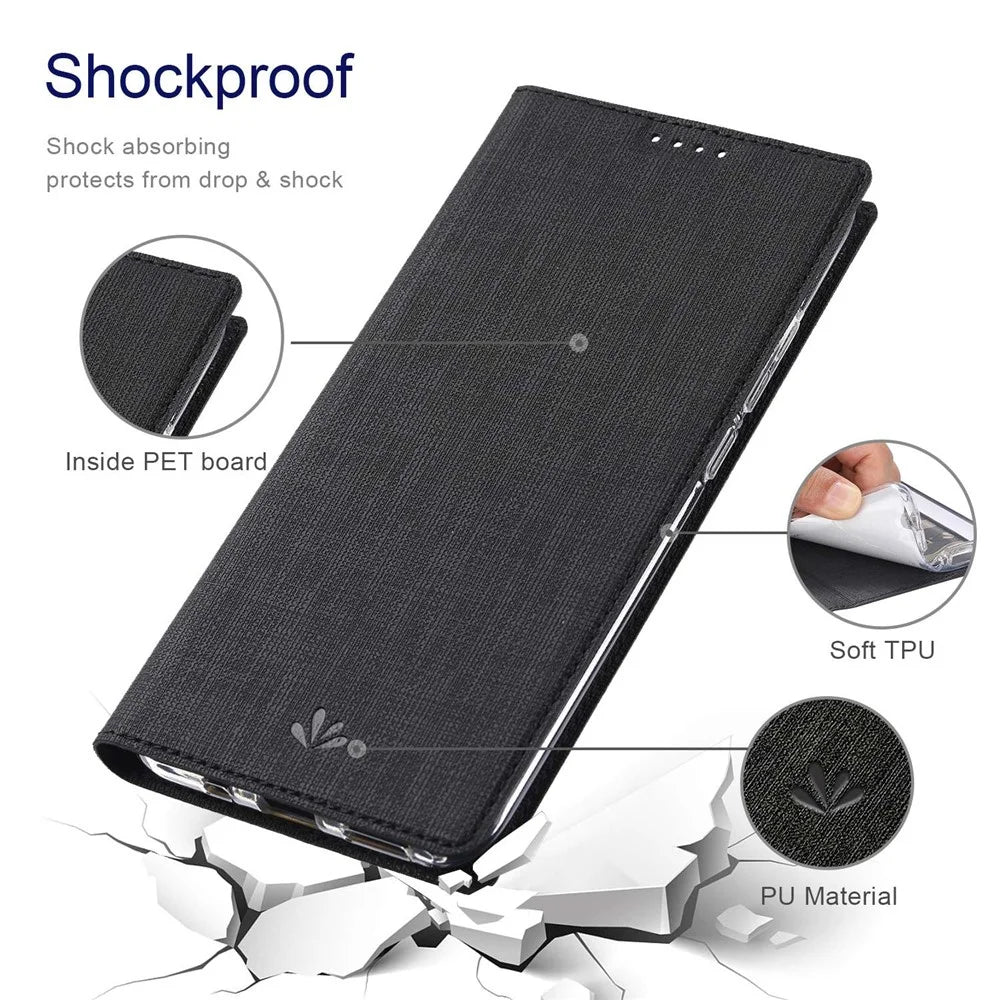 VILI DMX Series for OnePlus 10 Pro 5G, Auto-Absorbed Leather Phone Case with Stand Card Slot - Black - 6