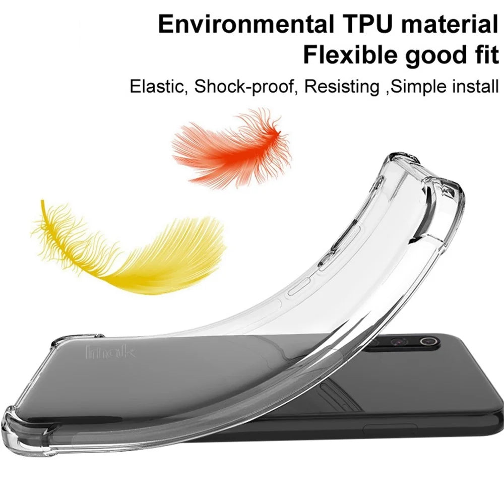 IMAK for OnePlus Ace 5G/10R 5G Airbag Design Wear-resistant Case Soft TPU Anti-drop Camera Protective Cover with Screen Protector - Transparent Black - 5