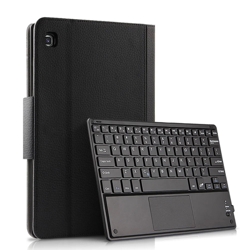 Wireless Touch Pad Bluetooth-compatible Keyboard with Stand Leather Case For Samsung Galaxy Tab A7 10.4 (2020) / (2022) T500 / T505 - Black - 1