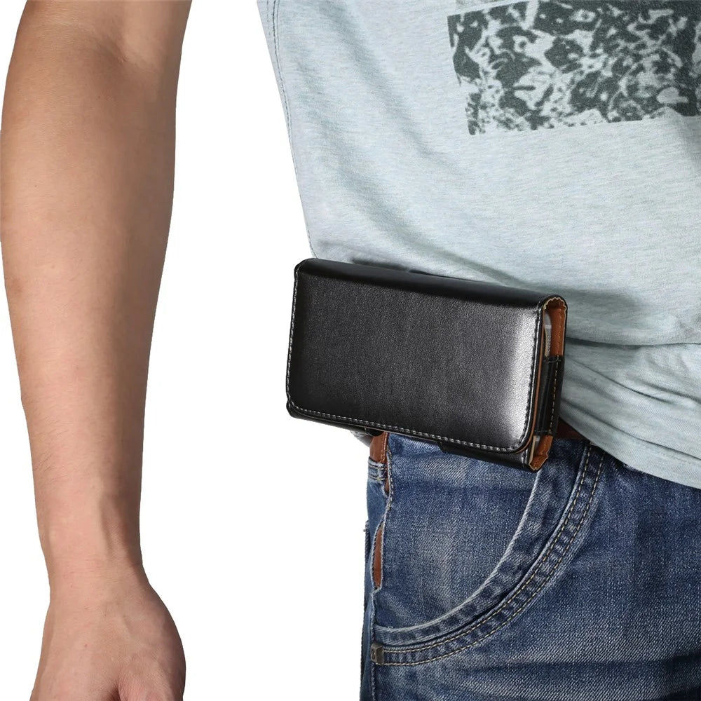 6.3 inch Horizontal Universal PU Leather Phone Case Pouch Bag with Belt Clip for Men, Size: 17 x 8.2 x 1.8cm - Black - 4