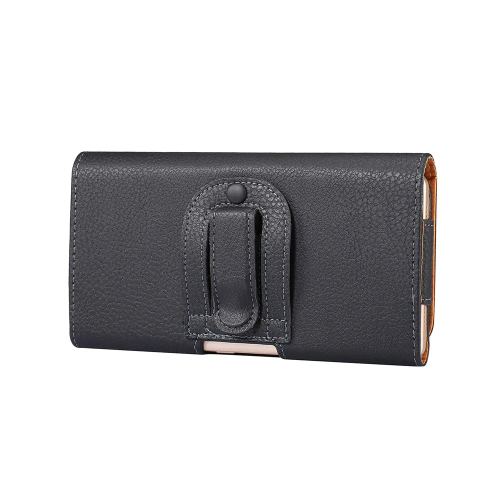 6.3 inch Horizontal Universal Phone Case Litchi Skin PU Leather Cover Shell with Belt Clip for Men, Size: 17 x 8.2 x 1.8cm - Black - 2