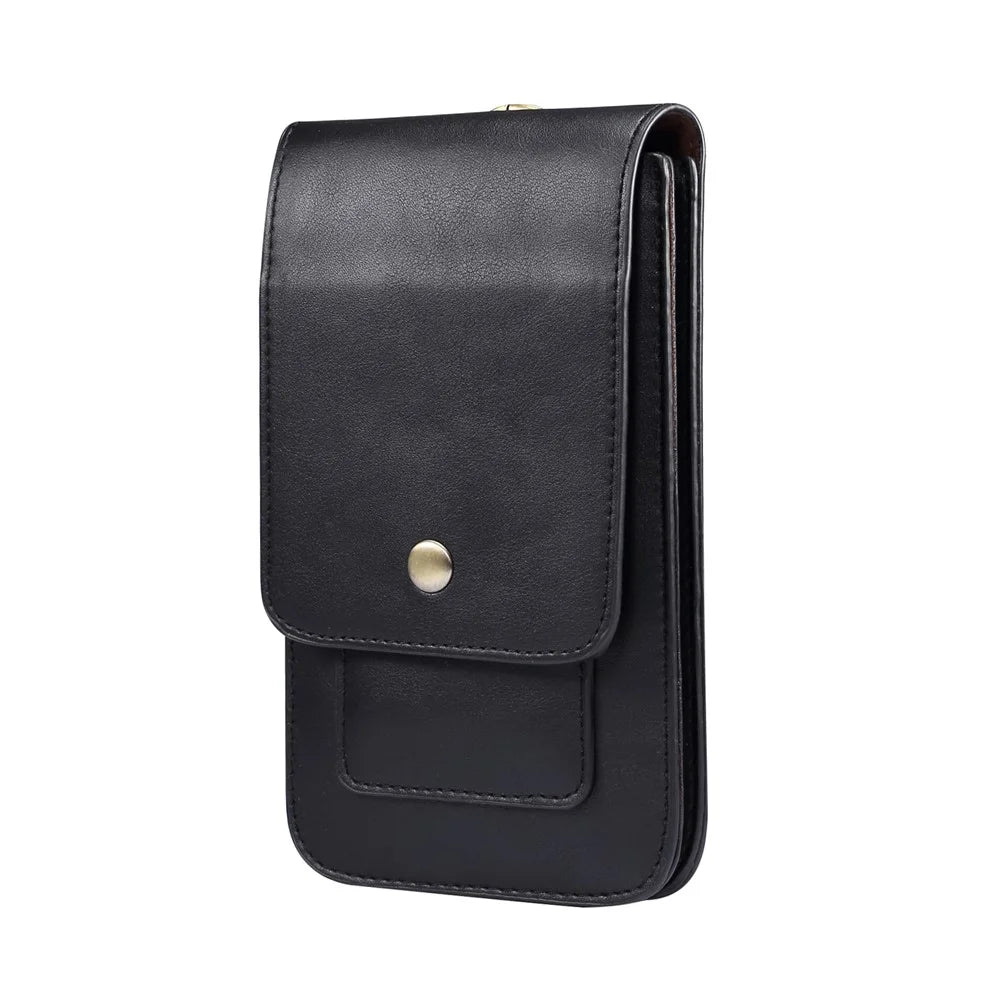 6.3-6.9 Inch Universal Wear-resistant Leather Belt Clip Phone Pouch Case for iPhone Samsung Huawei Etc. - Black - 2