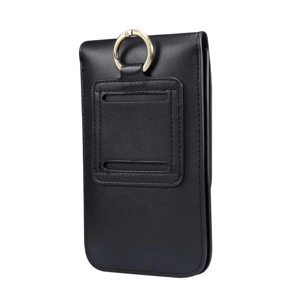 6.3-6.9 Inch Universal Wear-resistant Leather Belt Clip Phone Pouch Case for iPhone Samsung Huawei Etc. - Black - 3