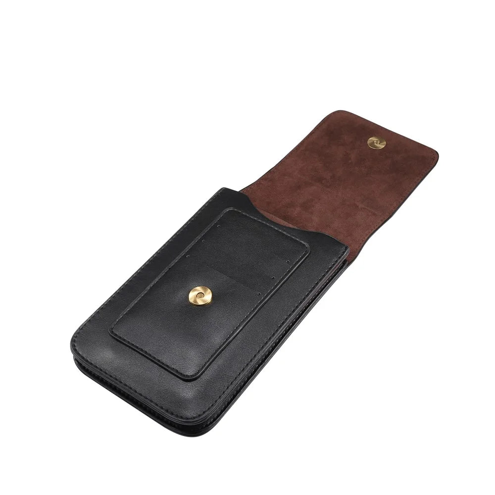6.3-6.9 Inch Universal Wear-resistant Leather Belt Clip Phone Pouch Case for iPhone Samsung Huawei Etc. - Black - 5