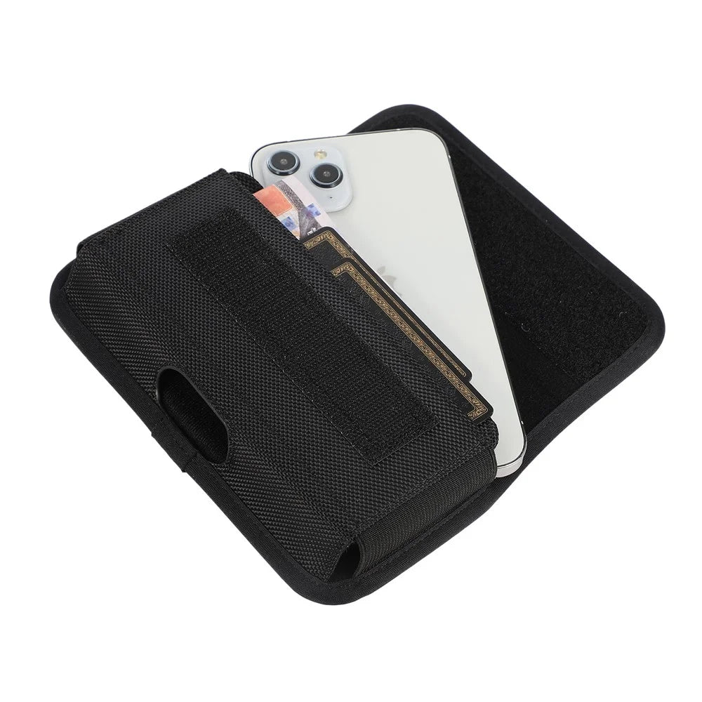 Nylon Card Bag (16.5*9*2cm) Holster Pouch Nylon Belt Case Horizontal Waist Wallet Pouch - Black - 7