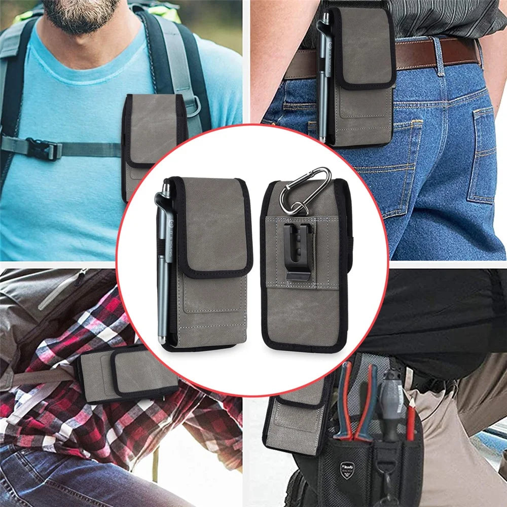 Universal Leather Phone Pouch RFID Blocking Function Hanging Waist Bag, Size: 18.5x10x2.2cm - 5