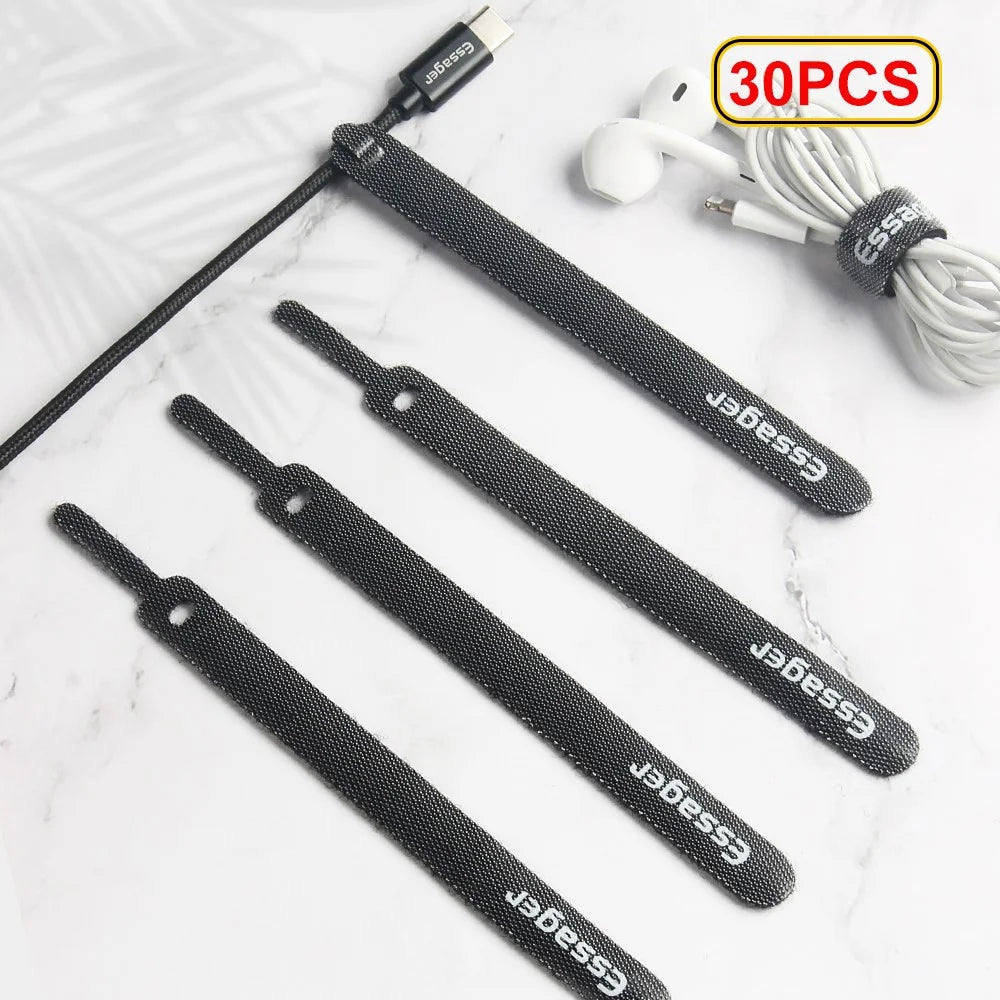 ESSAGER 30Pcs Data Cable Organizer Headphone Cord Finishing Wrap Tie - 1