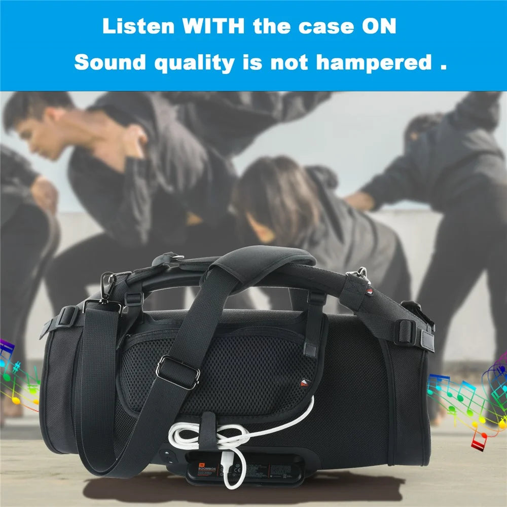 Bluetooth-compatible Speaker Protective Case with Side Pocket Removable Shoulder Strap for JBL Boombox - 6