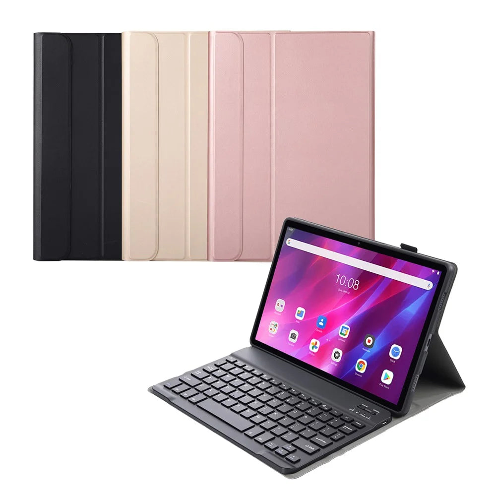 AK10 Detachable 2-in-1 Leather Stand Case with Bluetooth Keyboard for Lenovo Tab K10 TB-X6C6X - Black - 5