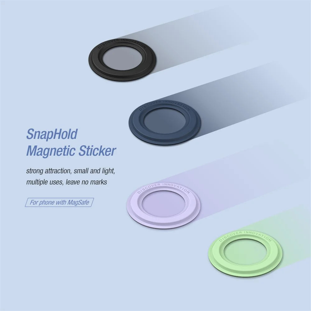 NILLKIN 2Pcs Slim and Compact Strong Magnet Absorption SnapHold Magnetic Sticker for Smartphones - Black - 2