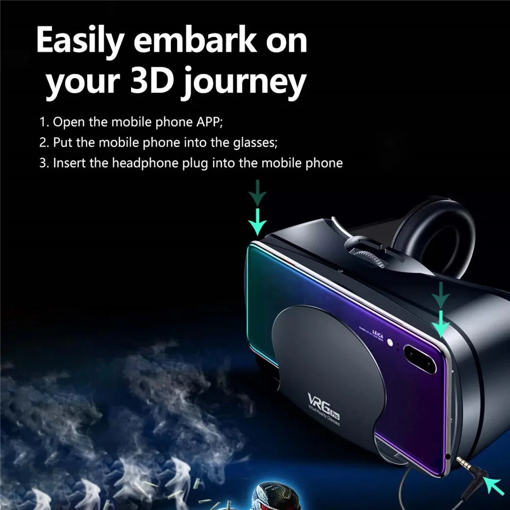 VRG Pro Plus 3D VR Headset Helmet Smart Virtual Reality Glasses for 5-7inch Smart Phone - 7
