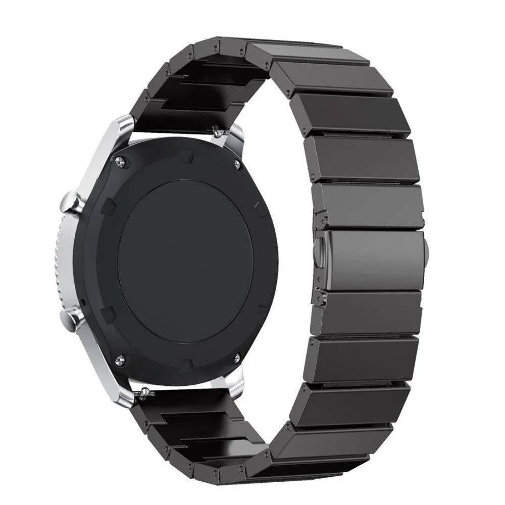 22mm Solid Link Stainless Steel Watch Strap with Folding Clasp for Samsung Gear S3 Classic / S3 Frontier - Black - 1