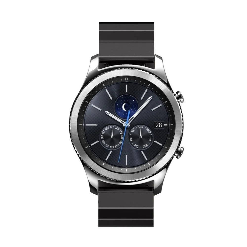 22mm Solid Link Stainless Steel Watch Strap with Folding Clasp for Samsung Gear S3 Classic / S3 Frontier - Black - 3