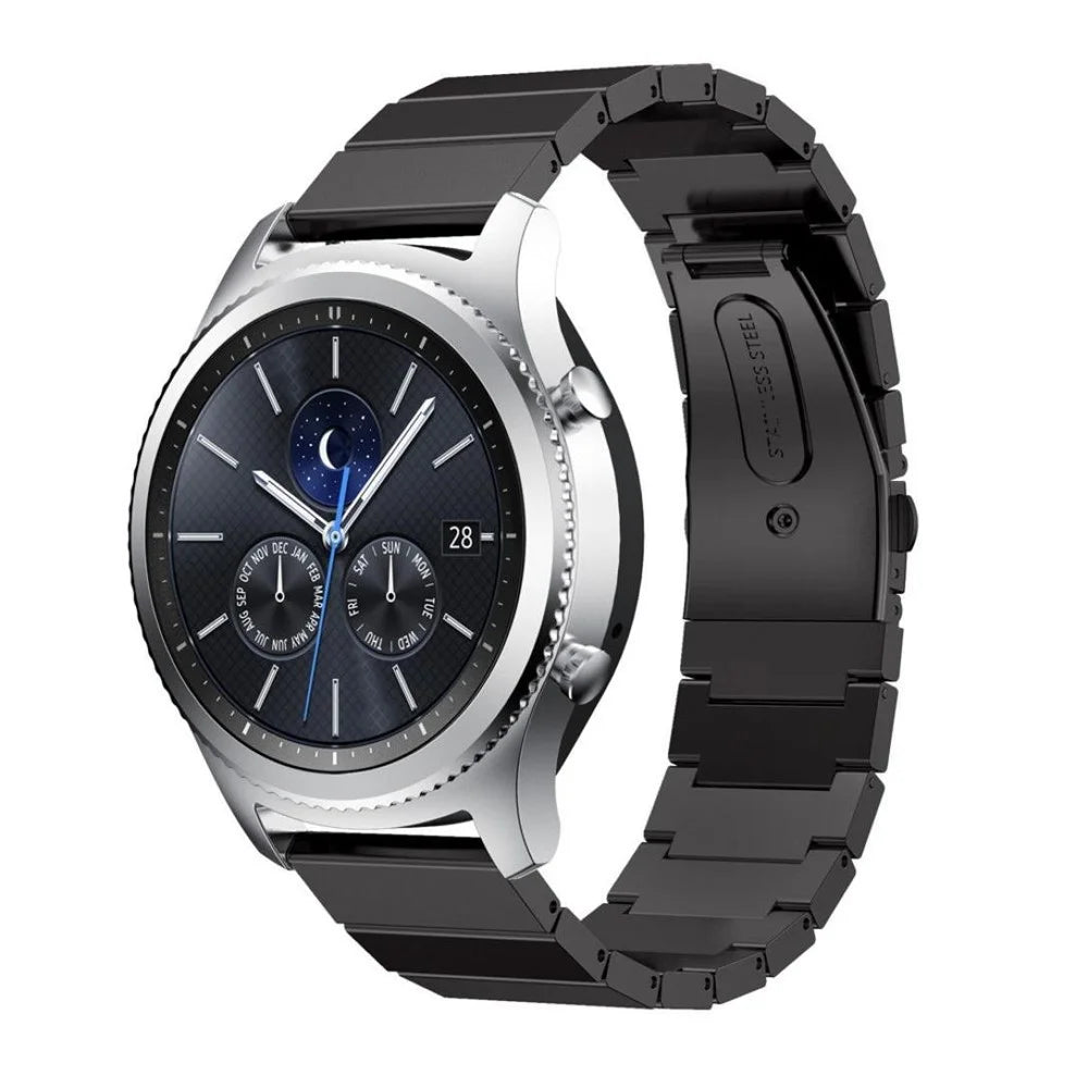 22mm Solid Link Stainless Steel Watch Strap with Folding Clasp for Samsung Gear S3 Classic / S3 Frontier - Black - 4