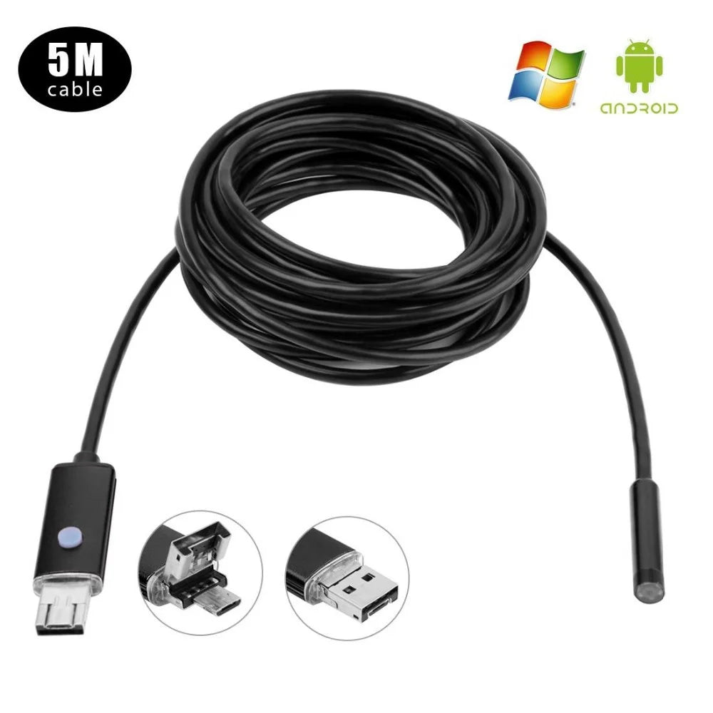 AN99 Waterproof 5M 5.5mm 6-LED Android PC USB Endoscope Inspection Video Camera - Black - 6