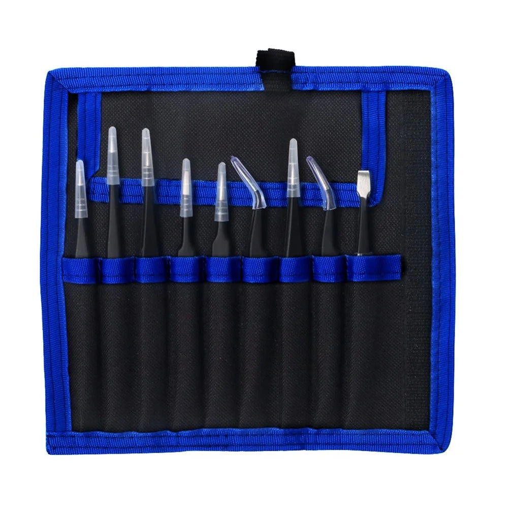 JF-8142 Portable Professional 9-in-1 Anti-static Tweezers Set Kit - 1