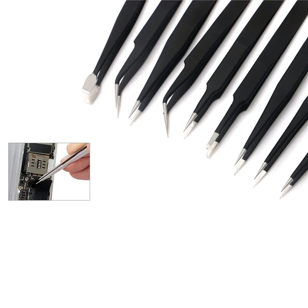 JF-8142 Portable Professional 9-in-1 Anti-static Tweezers Set Kit - 5