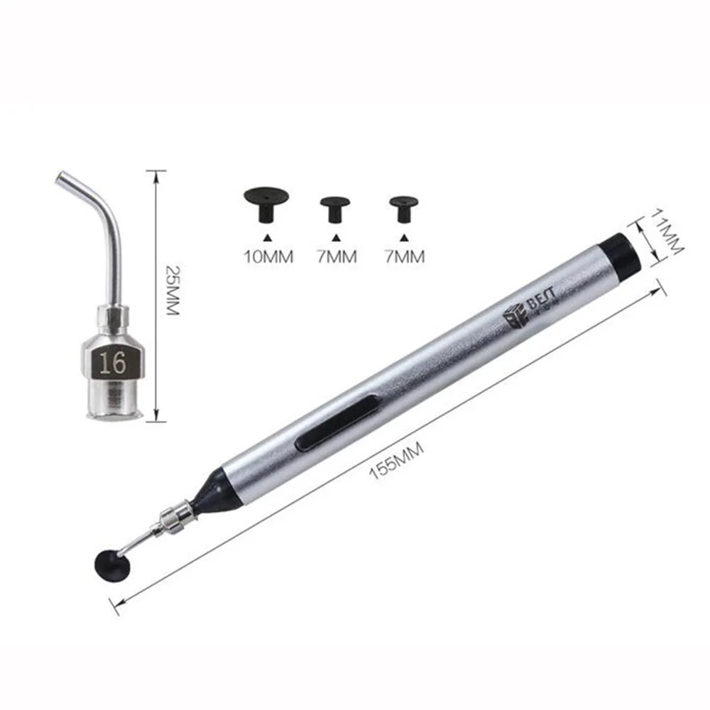 BEST BEST-939 Vacuum Suction Pen IC Absorb Chip Tool Easy Pick-up with 3 Suction Headers - 3