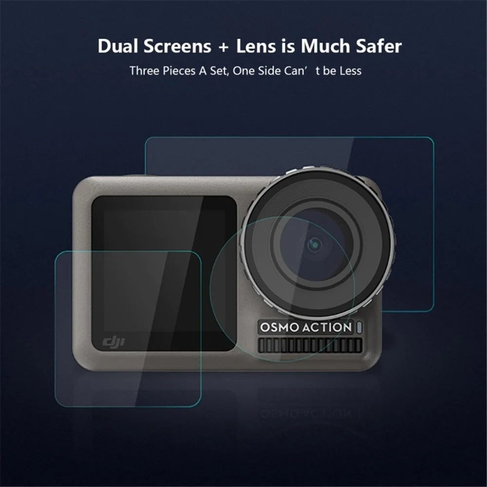 PULUZ Lens + Front and Back LCD Display Tempered Glass Film for DJI Osmo Action - 6