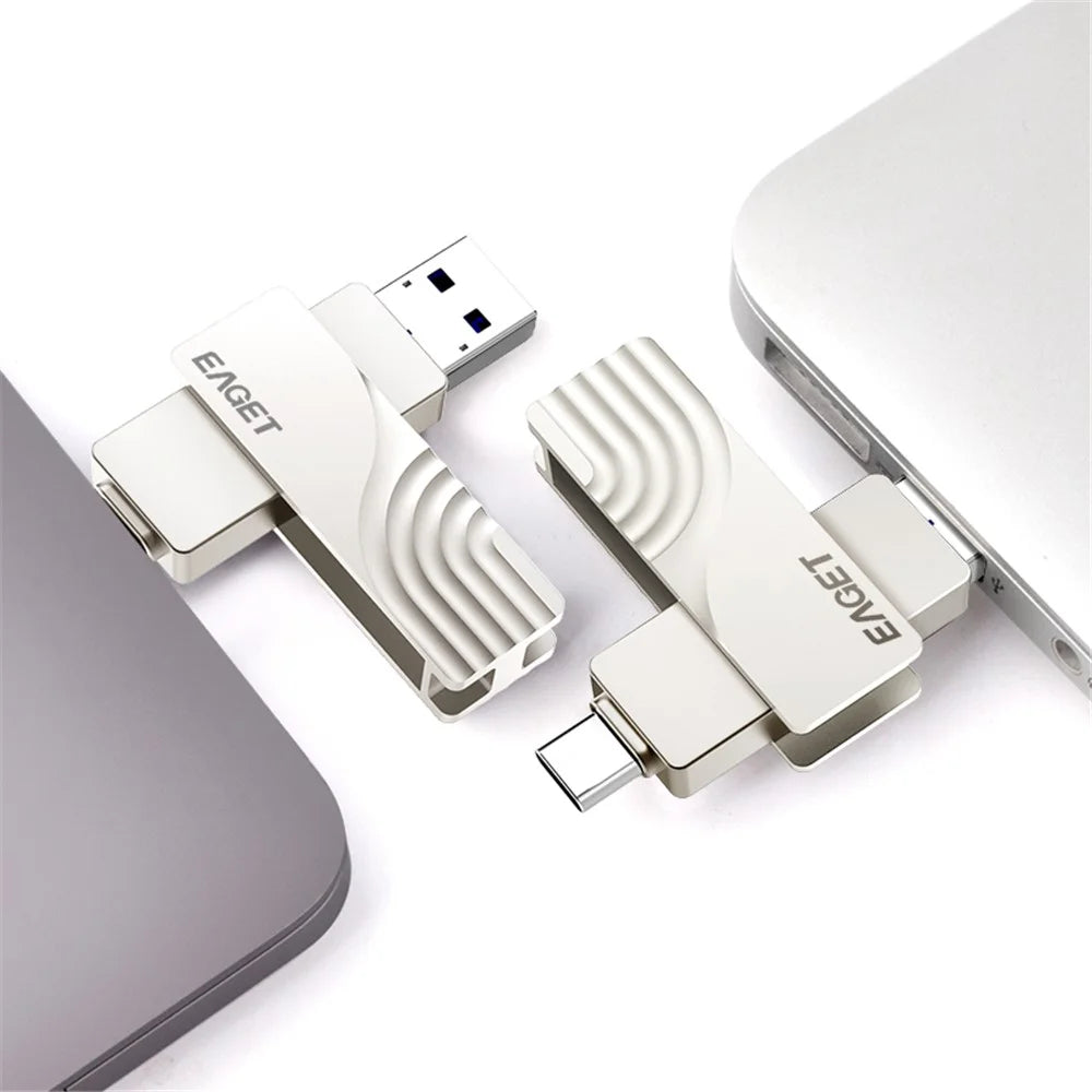 EAGET CF30 2-in-1 Type C USB 3.0 Flash Drive Memory Stick for Type-C Phone Tablet Laptop, 64GB - 5