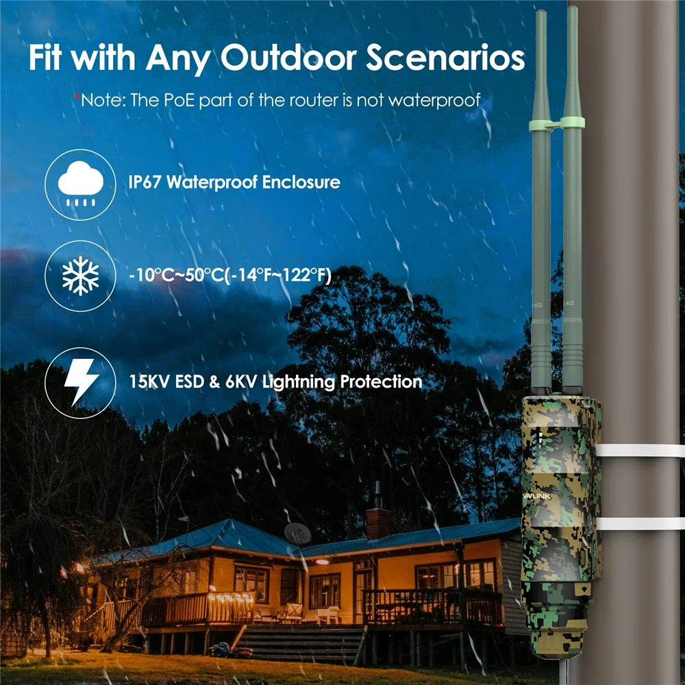 WAVLINK WN570HN2 300Mbps High Power Outdoor Router Poe Weatherproof AP / Repeater Mode WiFi Extender - AU Plug - 5