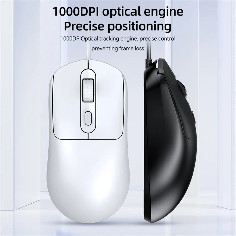 T-WOLF G580 Wired Mouse Ergonomic Design Office Mouse with 3D Anti-Slip Grille Roller 1000-1600 DPI - Black - 4