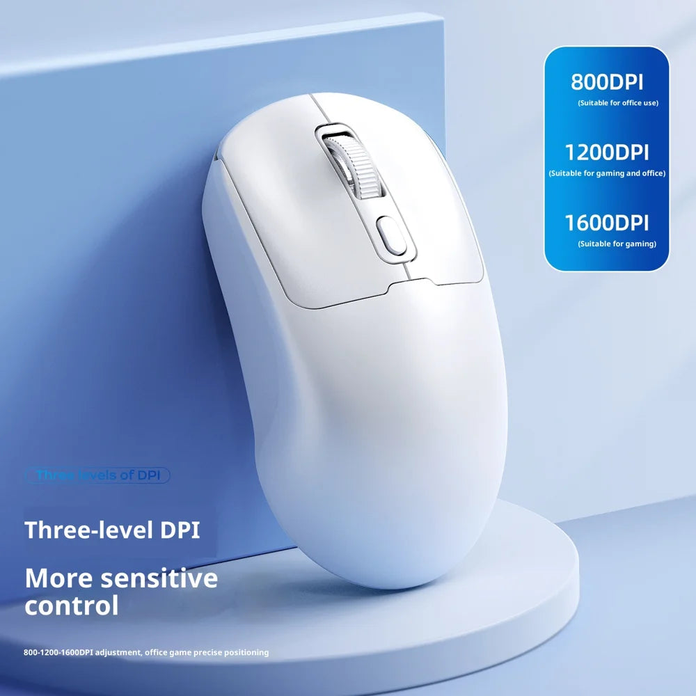 T-WOLF Q3 Wireless Mouse Dual Mode 1600 DPI 4 Buttons Rechargeable Silent Mouse for Laptop / Desktop / Tablet - White - 3