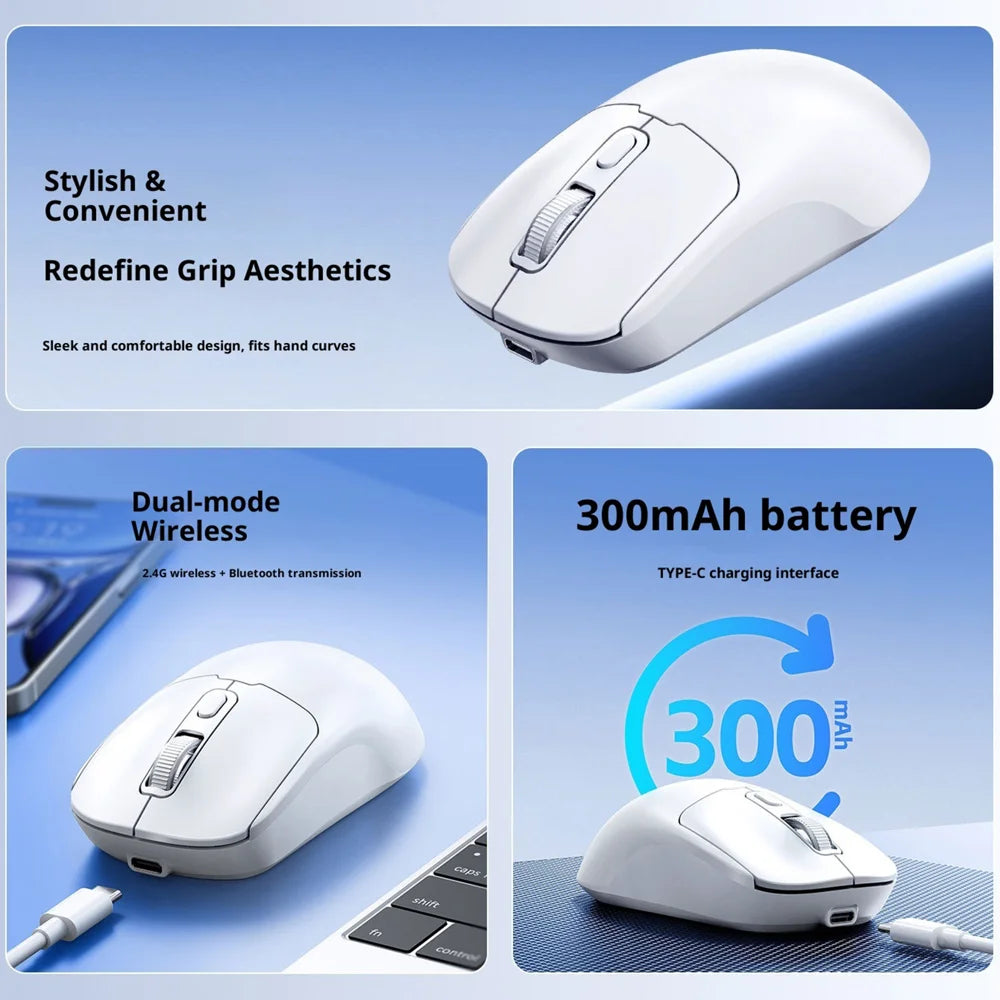 T-WOLF Q3 Wireless Mouse Dual Mode 1600 DPI 4 Buttons Rechargeable Silent Mouse for Laptop / Desktop / Tablet - White - 6