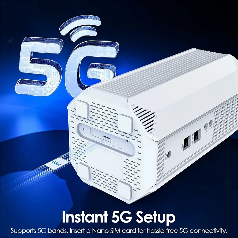 WAVLINK WL-WNF100X3NR-B 5G Router WiFi 6 Dual Cellular Antenna Ports Gigabit Repeater with Nano SIM Slot, European Version - EU Plug - 4