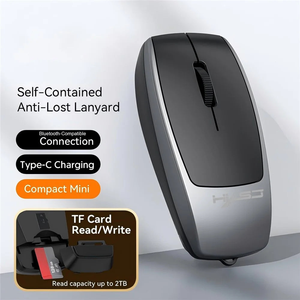 HXSJ M109 2 in 1 For Windows / MacOS / Linux 3 DPI Adjustable Bluetooth-compatible Wireless Mouse TF Card Reader - Grey - 5