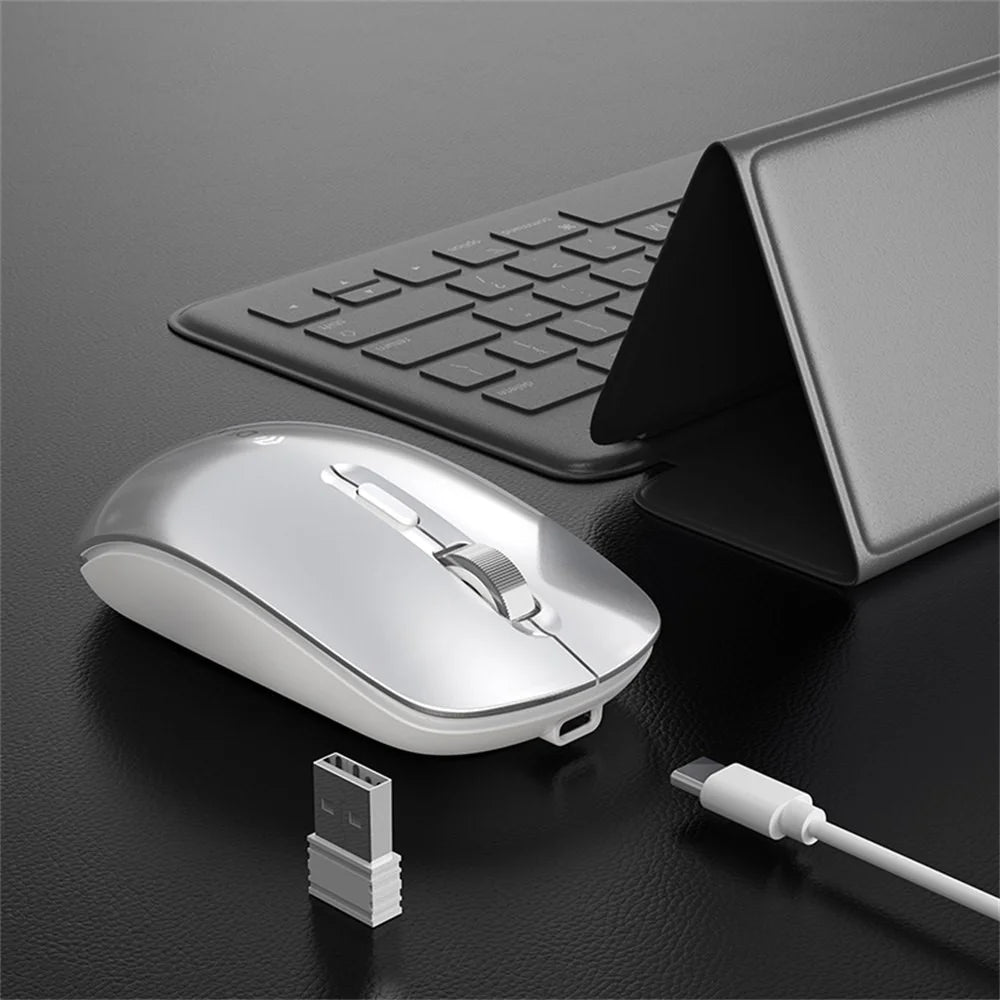 DEVIA Lingo Series Wireless Mouse Bluetooth-compatible / 2.4G Dual Mode 3 DPI Adjustable Silent Mouse - Silver - 2