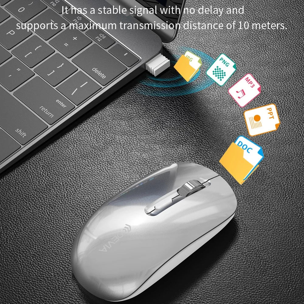 DEVIA Lingo Series Wireless Mouse Bluetooth-compatible / 2.4G Dual Mode 3 DPI Adjustable Silent Mouse - Silver - 6