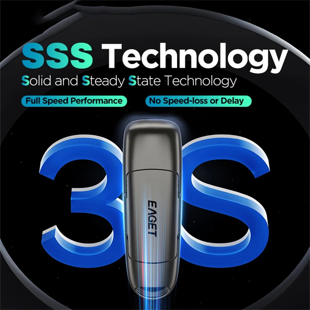 EAGET SU50 256GB Solid State Pen Drive USB 3.2 Gen1 + Type-C 2 in 1 USB Flash Drive for PC Smartphone Tablet - Black - 6