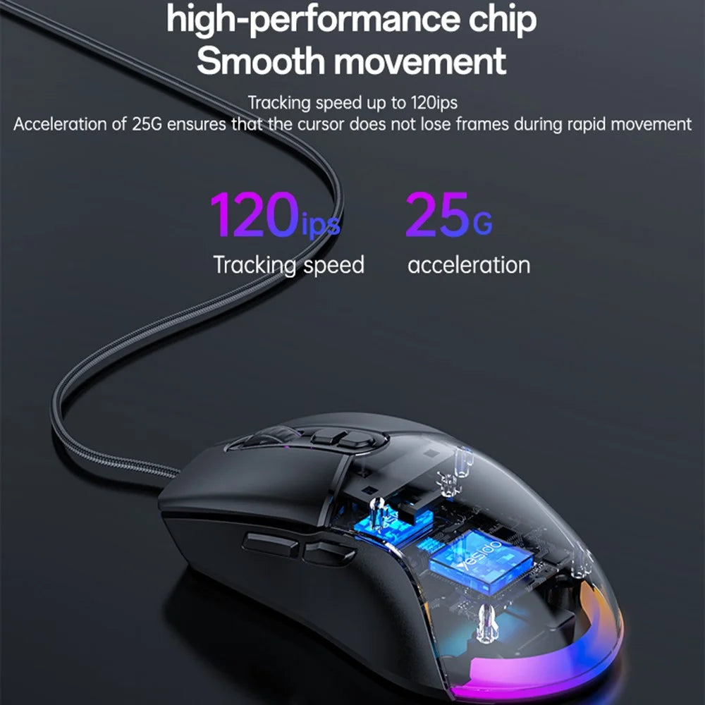 YESIDO KB46 Wireless Gaming Mouse 2.4G / Bluetooth-compatible / USB Wired Mouse with RGB Backlit - Black - 5