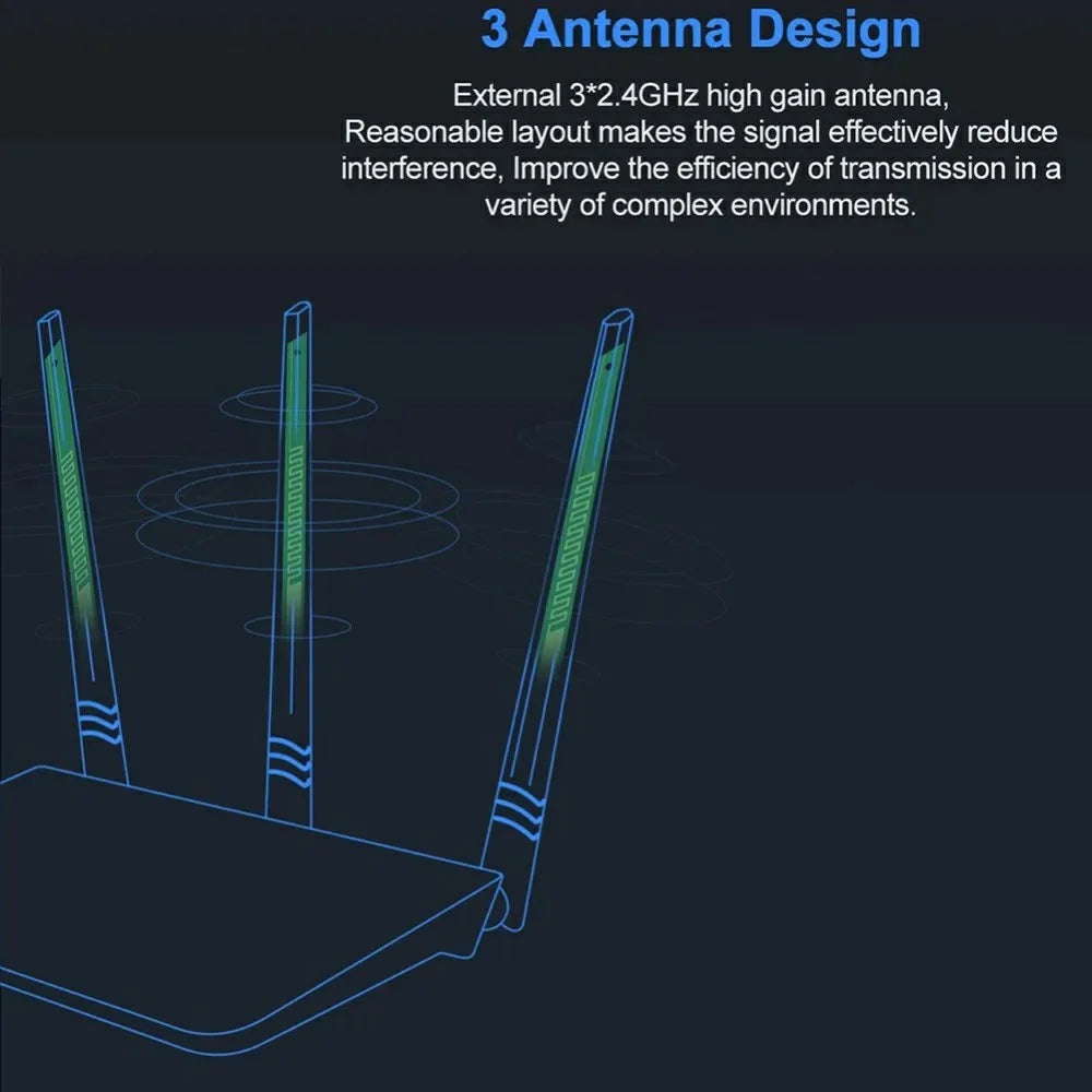 TENDA F3 Wireless Router 300M WiFi 3x5dBi Antennas Fiber Broadband for Home, EU Plug - 7