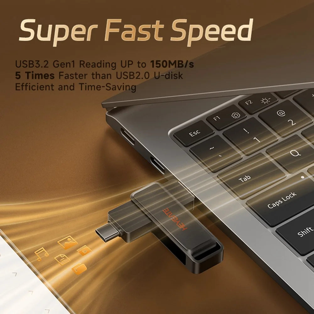HEYGATE L1 64GB USB Flash Drive Dual Interface USB 3.0 Type-C 100MB / s High Speed Memory Stick for Phone PC Laptop - 5