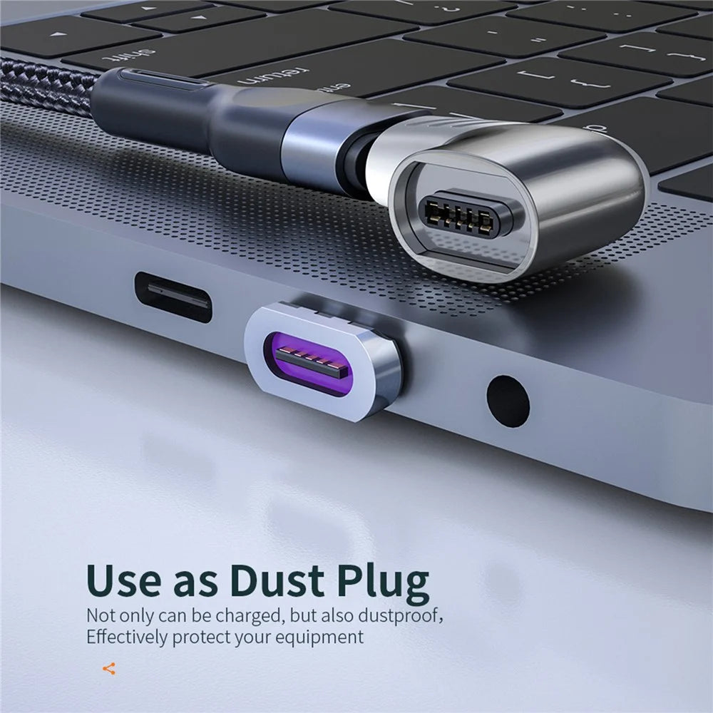 5A 100W PD Side Magnetic Suction Adapter Type-C Elbow Fast Charging Converter Plug for MacBook - Black - 4