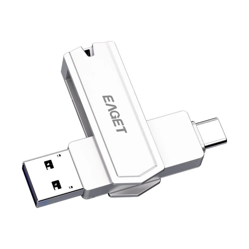 EAGET CF22 128GB Zinc Alloy Memory Stick for Type-C Phone Tablet Laptop Type C+USB 3.0 Flash Drive - 1