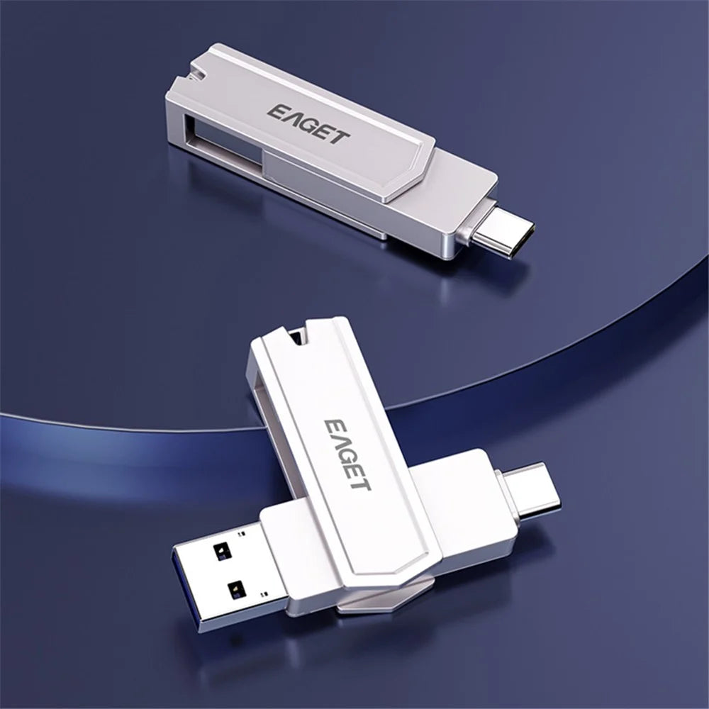 EAGET CF22 128GB Zinc Alloy Memory Stick for Type-C Phone Tablet Laptop Type C+USB 3.0 Flash Drive - 2