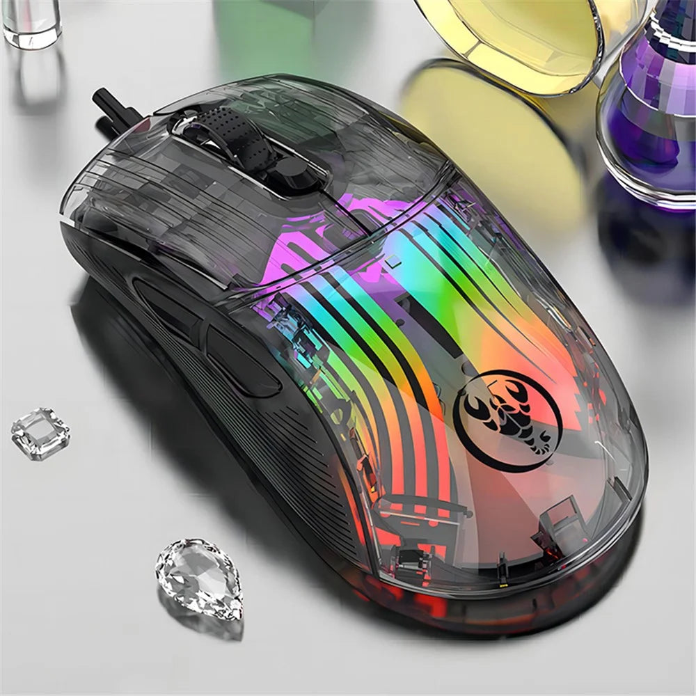 HXSJ X400B Wired Gaming Mouse 6 Adjustable DPI RGB Lighting Transparent Macro Programmable Mouse - Black - 2